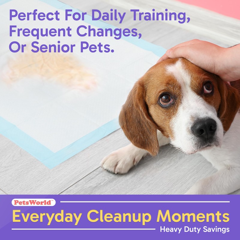 PETSWORLD Puppy Pads, 23x36 Inch, 200 Count - Puppy Pee