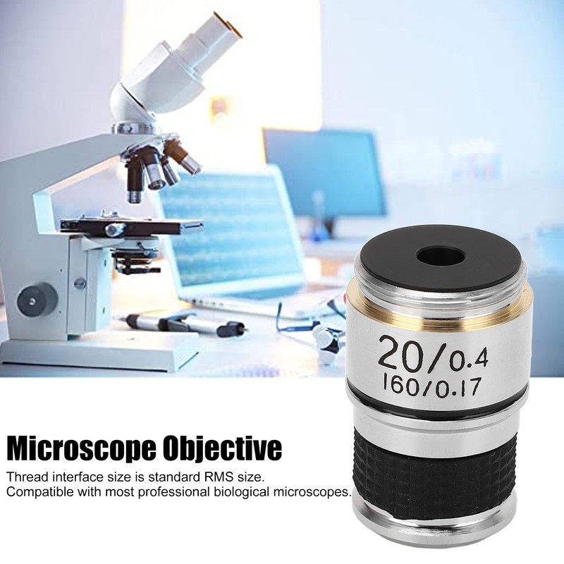 Microscope Objective Lens 20X Brass Chrome Plated RMS Interface Microscope