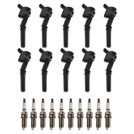 TRQ Ignition Coil & Iridium Spark Plug Kit Set for Ford Pickup Truck Van 6.8 V10