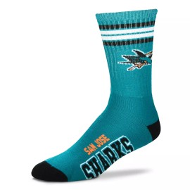 For Bare Feet San Jose Sharks Crew Socks Medium Size 5 to 10 4 Stripe