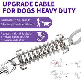 Dudiun Dog Tie Out Cable Dog Runner Cable with Swivel Hook and Shock Spring Dog Runner Leads for Yard Outdoor and Camping 20FT Tether for Small Large Dogs Up to 500LBS Reflective
