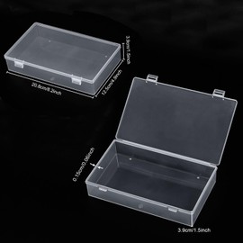 Ganydet Clear Plastic Box, Small Storage Containers box with Lid, Rectangular Plastic Boxes, Craft storage Organizer Containers for Craft, Little Bits,6 Packs, 8.2'' × 5'' × 1.5''