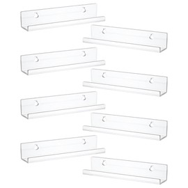 Dmnnlp 8 Pack Vinyl Record Shelf Wall Mount, 12" Clear Acrylic Floating Shelves for Album Record, Book, Photo Makeup Display in Bedroom, Living Room, offices