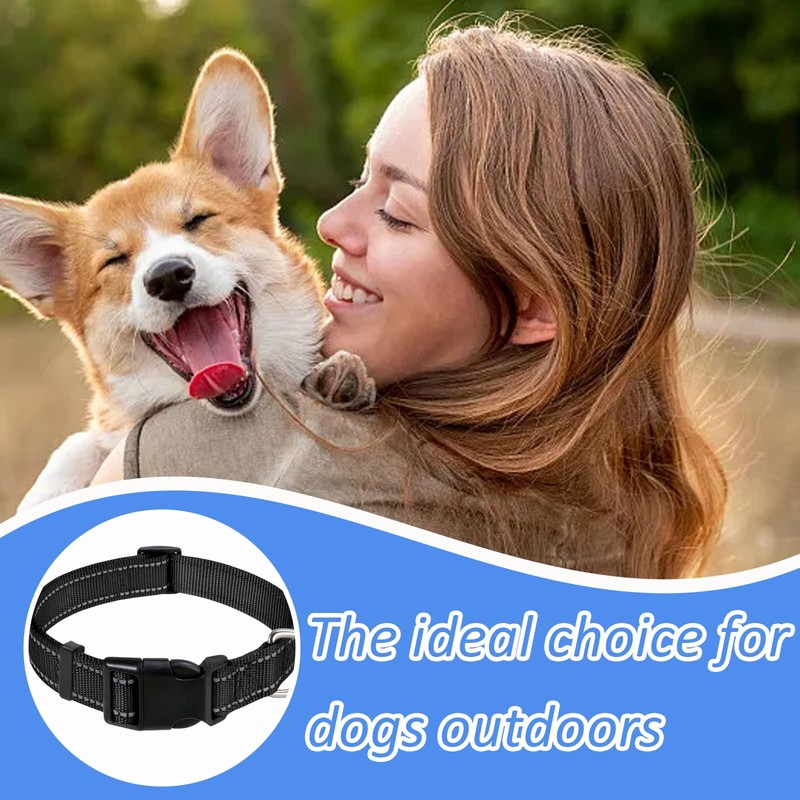 Reflective Adjustable Dog Collar, Soft Nylon Breathable Pet Collar, Quick