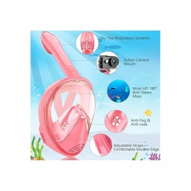 Kids Snorkel Mask Full Face 2 Pack – Snorkeling Set with Camera Mount, Foldable 180 Degree Panoramic View Snorkeling Gear Anti-Fog Anti-Leak, Full Face Snorkel Mask for Kids, Swimming & Diving Mask