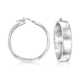 Ross-Simons Italian Sterling Silver Flat Hoop Earrings
