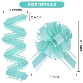 RIBBOOO 6pcs 7 Inch Pull Bows Teal Blue Gift Wrap Bows for Gift Wrapping Ribbon Pull Gift Bows for Gift Basket Flower Wrapping Baby Shower Christmas Valentine's Day Birthday Party Decorations