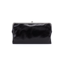 HOBO Lauren Leather Clutch Wallet with Credit Card Organizer, Zip Pocket, Extra Pouches, and Fashionable Vintage Aesthetic, Black