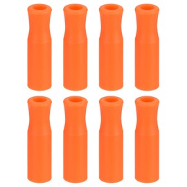 uxcell 8pcs Silicone Straw Tips, Metal Straw Covers, Soft Reusable Straws Tips Fit for 1/4 Inch(6mm) OD Stainless Steel Straws, Orange