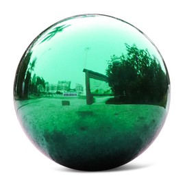 SUCREVING Stainless Steel Gazing Ball,10inch Green Gazing Globe