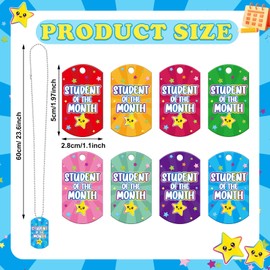 Dansydaisy 64 Set Student of The Month Dog Tags Necklaces Bulk Motivational Student Incentives Acrylic Dog Tags with Chains for Recognition Award Education Reward Gifts School Teacher Supplies