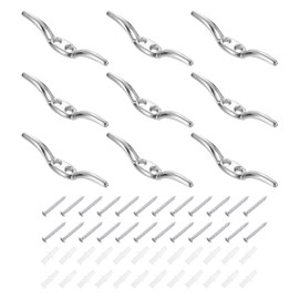 sourcing map 12Pcs 65x10mm Blind Cord Cleats, Blind String Safety Rope Zinc Alloy Holder, Window Cord Hooks with Screws for Curtains Sun Shades Ropes, Silver