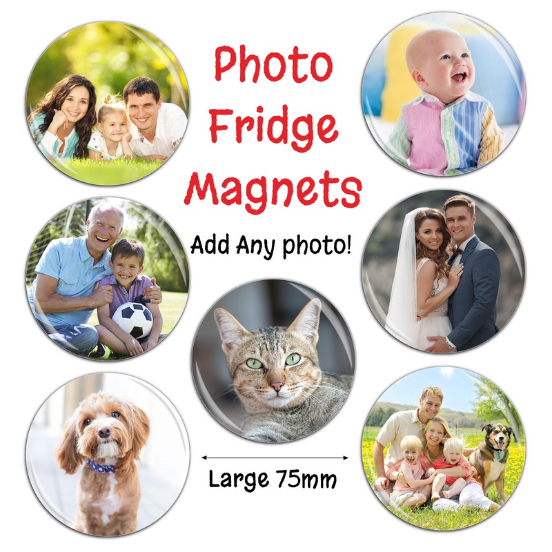 Round Custom Photo Fridge Magnet badge Magnetic picture 75mm /