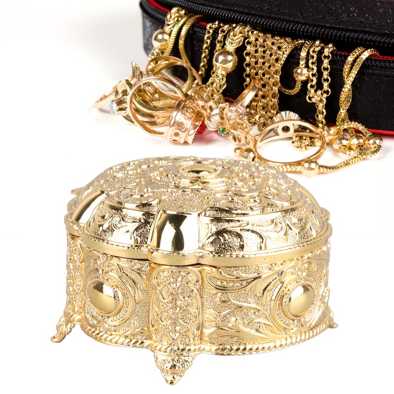 Metal Jewelry Box Innovative Light Luxury Shell Flower Round Trinket