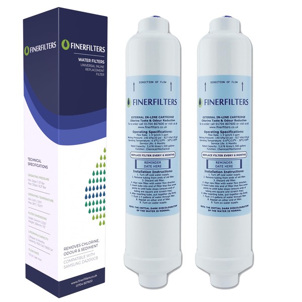 2 x Finerfilters Rangemaster Fridge Compatible Water Filter Cartridge, fits