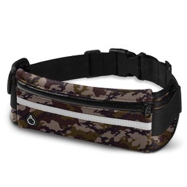 E Tronic Edge Running Belt for Women and Men, Money Belt and Running Hiking Fanny Pack, Holder for Cell Phone, Keys, Adjustable Belt Pouch fits Most Phone and Waist Sizes - Forest Camo