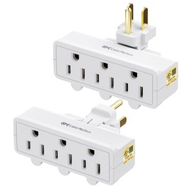 Cable Matters [UL Listed] 2-Pack 3-Outlet Grounded 180 Degree Swivel Wall Tap, 3 Plug Wall Adapter, Multi-Plug Outlets, White