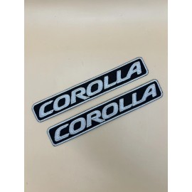Set of Two (2) Corolla Embroidered Patches 1”x5.5” Toyota Silver Black