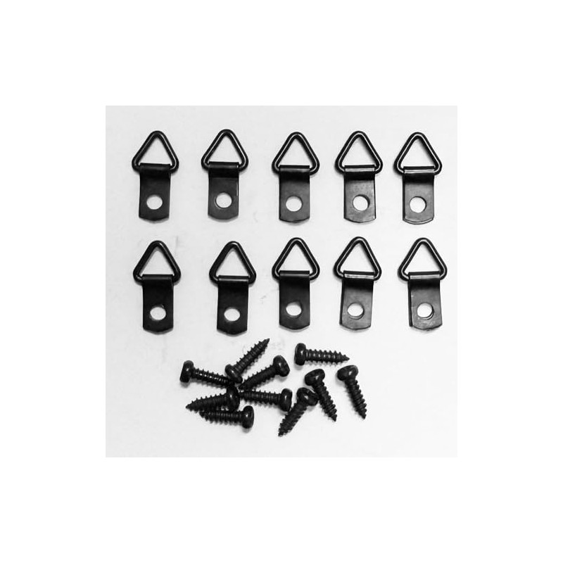 Mini Triangle Picture Hangers, 10 Count, Black, Extra Heavy Steel,