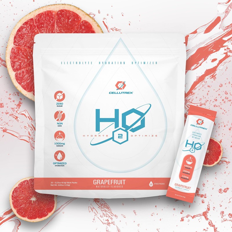 Cellutrex H2O Grapefruit Zero Sugar Hydration Packets, Additive-Free Electrolyte Drink