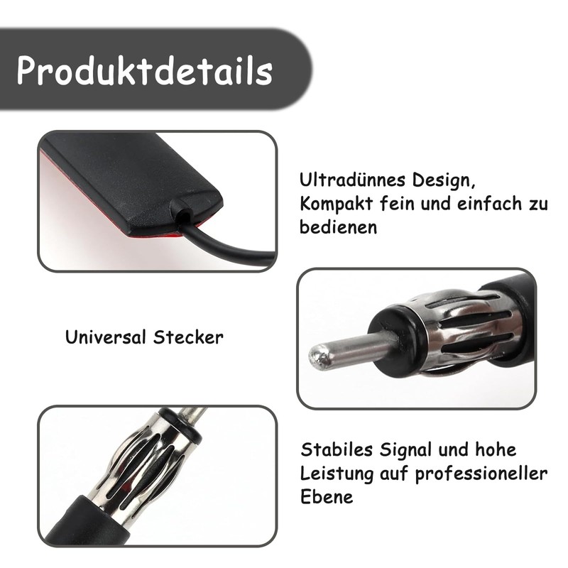 Autoradio Antenne, FM Scheibenantenne Universal, Verlängerungskabel 5, Antenne Kompatibel mit