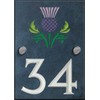 Engraved Slate House Number Sign Plaque with Hand Painted Motif