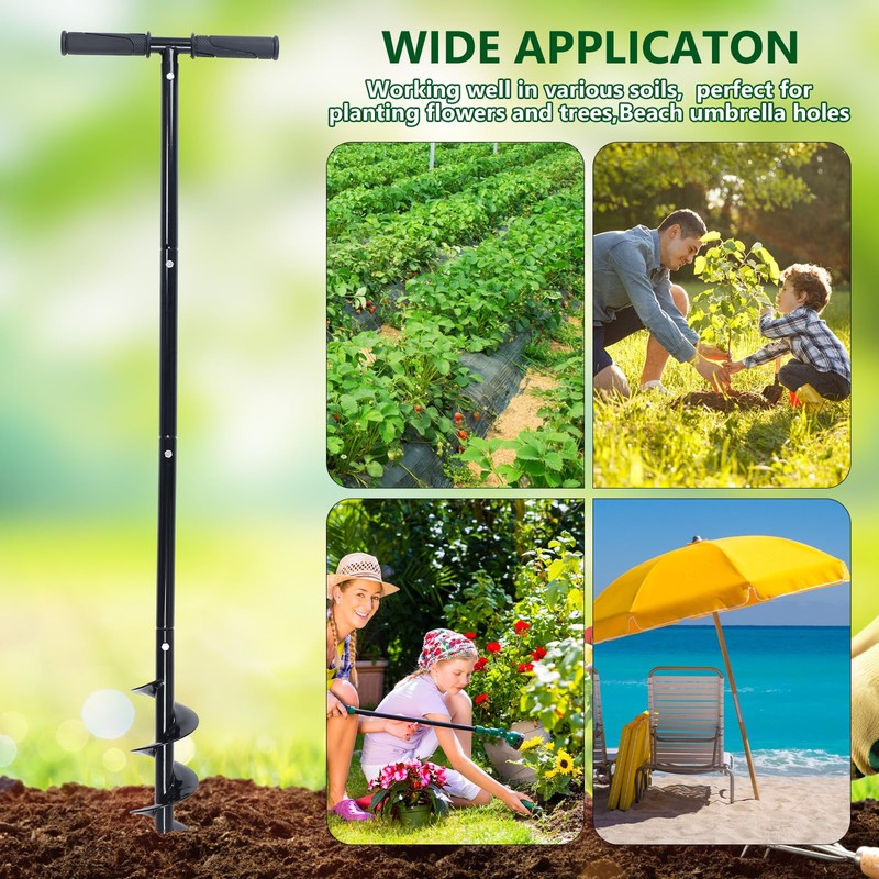 Patioer Post Hole Digger Manual 6" x 41" Garden Auger