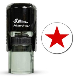 Shiny Star Teacher Stamp, Round Self Inking Stamp for Classroom, Red Ink