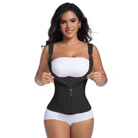 LEZSHOOU Waist Trainer for Women, Tummy Control Sports Girdle, Workout Body Shaper with Adjustable Shoulder Strap (Black, Medium)