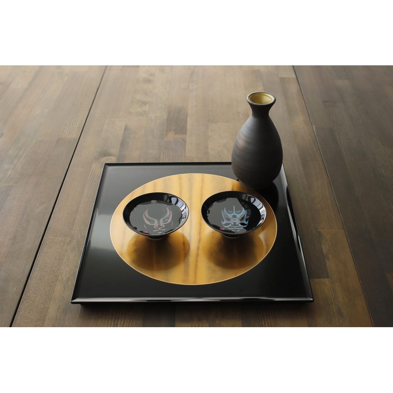 (Temperature Design) Round Pottery Warmth Kabuki® Black Flat Cup Set,