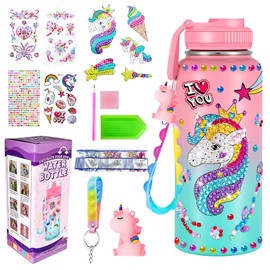 NlsqEU Unicorn Gifts for Girls, Girls Birthday Presents, Decorate Your Own Water Bottle Kits for Girls Age 4-6-8-10 Unicorn Painting Crafts Arts and Crafts Gifts Toys for Girls Birthday Christmas