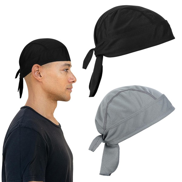 JJUNW 2Pcs Durags for Men, Bandanas for Men, Cooling Helmet