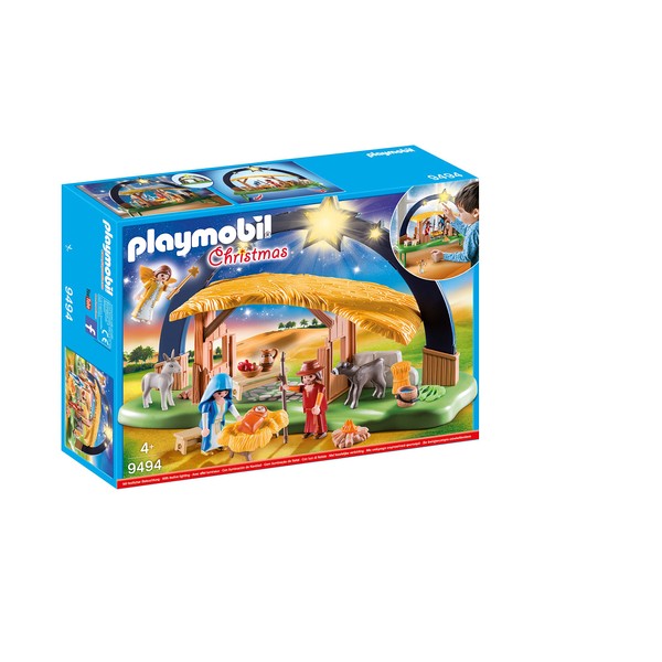 Playmobil Christmas 9494 Illuminating Nativity Manger with Fold-Out Feet, for Children Ages 4 +