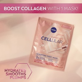 NIVEA Cellular Expert Lift Pure Bakuchiol Sculpting Face Sheet Mask (1pc), Wrinkle-Reducing Face Mask Firms and Improves Texture, Cleansing Face Mask with Hyaluronic Acid