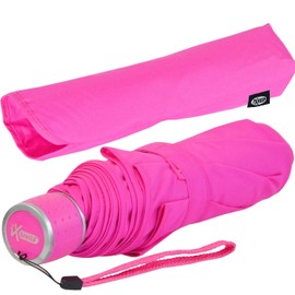 iX-brella Mini Ultra Light - Women's Pocket Umbrella with Large Roof - Extra Light, neon pink, Pocket umbrella hand opener