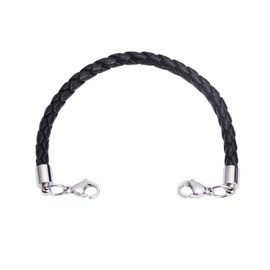 Medical Alert ID Black Leather Bolo Replacement Bracelet Strand - 5 Sizes! (Black, 5.5")