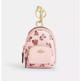 Coach Mini Court Backpack Bag Charm With Rosette Print CAA68 NWT Pink Multi