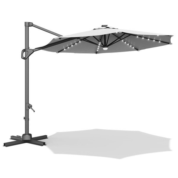 Curtainboro Large Cantilever Patio Umbrella, 10' X 10' Heavy Duty