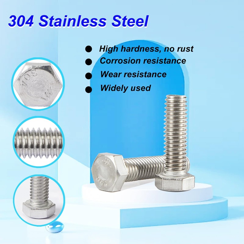Joamang 1/4-20 x 2-1/2" 10PCS Hex Head Bolts Screws, Stainless