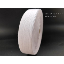 Cinta de sarga de algodón de 3/4 pulgadas, 20 yardas, cinta de espiga para manualidades de costura (blanco, 3/4 pulgadas, 282002)