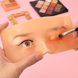 BAMTTOO Makeup Practice Face Silicone Makeup Practice Board Face Eyes Permanent Cosmetic Makeup Training for Makeup Artists and Beginners with Makeup Brushes (Type 3)