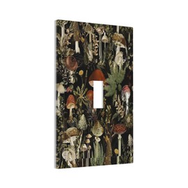 Rougui Decorative Switch Plate Covers Rustic Red Mushroom Plant Green Leaves 1 Gang Wall Plate Single Toggle Light Switch Cover Plate Jumbo Electrical Switchplate Receptacle Faceplate