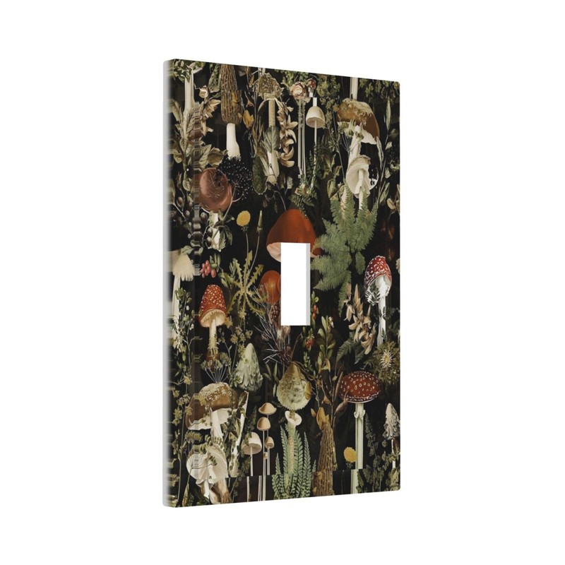 Rougui Decorative Switch Plate Covers Rustic Red Mushroom Plant Green
