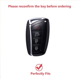 CHQLPBF 2pcs for Hyundai Key Fob Cover With KeyChain Fit for Hyundai Genesis Santa G80 Equus Azera Smart Key (Black/White)