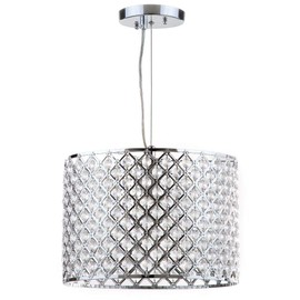 Safavieh Lighting Collection Silva Beaded Diamond Pendant 12-inch Chrome