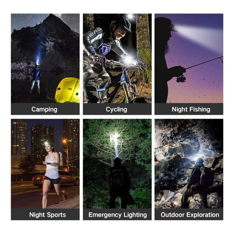 Headlamp Lampara Minera Luz Led Patrulla Sensor Recargable Linterna