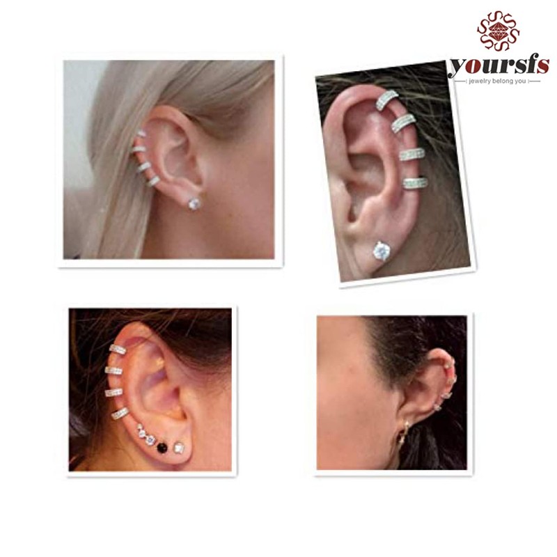 Yoursfs Pendientes de Cuff oreja non-Piercing Cuff Helix Cartílago arete