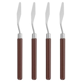 PATIKIL Art Spatula, 4 Pcs No.2 13mm Stainless Steel Flexible Palette Knife Painting Knife Painting Spatula Oil Painting Mixing Scraper with Wood Handle for Canvas Acrylic Painting, Red