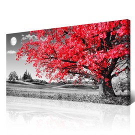 Canvas Wall Art For Living Room Office Wall Decor Bedroom Decor Black And White Landscape Wall Painting Red Tree Scenery Pictures Canvas Prints Ready To Hang For Room Home Decoration 40 X 20