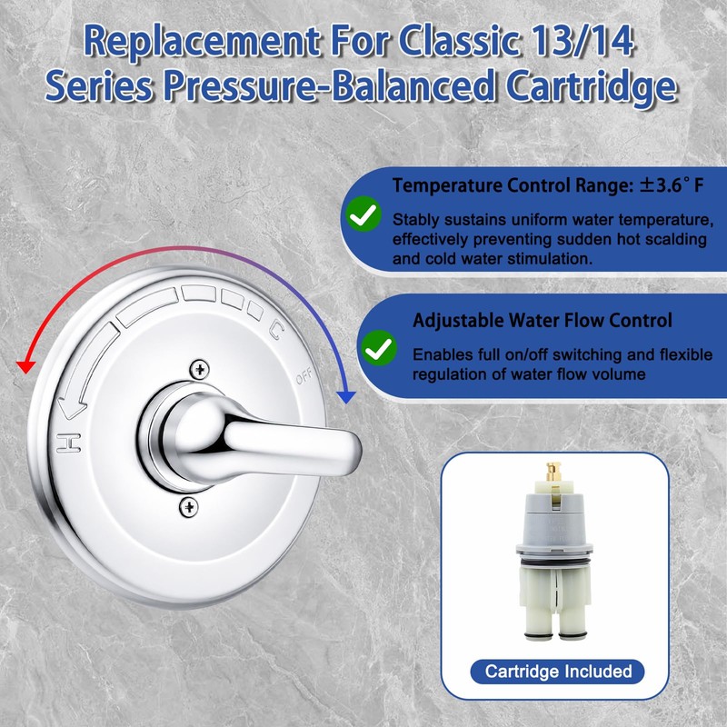 Replacement for Delta Classic 13/14 Series Single-Function Handle Trim Kit,